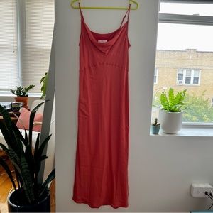 Anthropologie Elyse Bias Slip Dress - Discontinued Coral Color